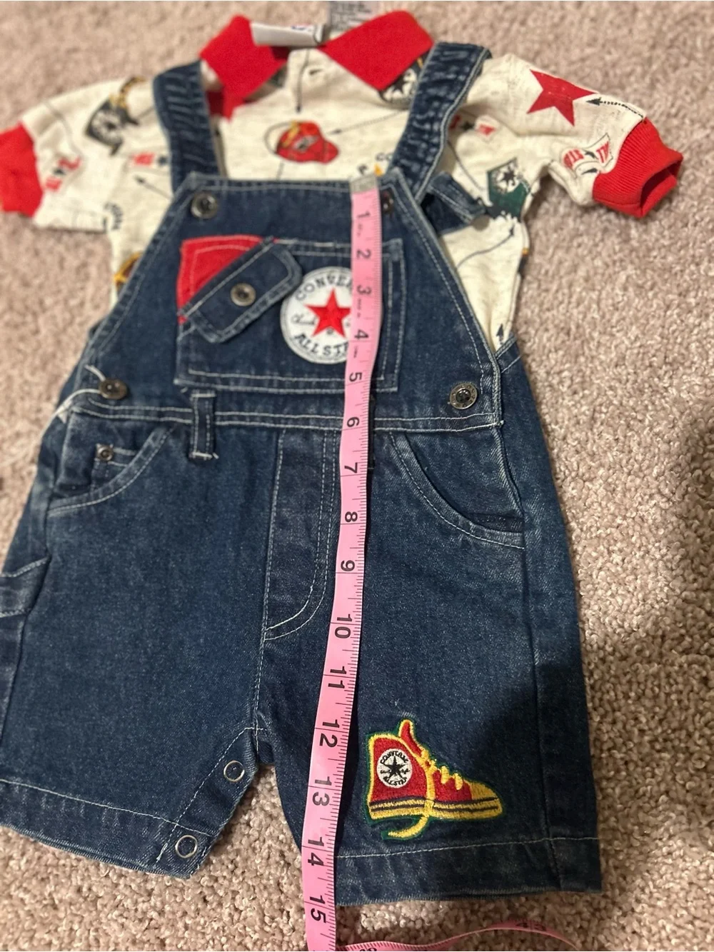Vintage Converse All Star Baby Denim Overall Outfit Set Size 6/9 Months NWT